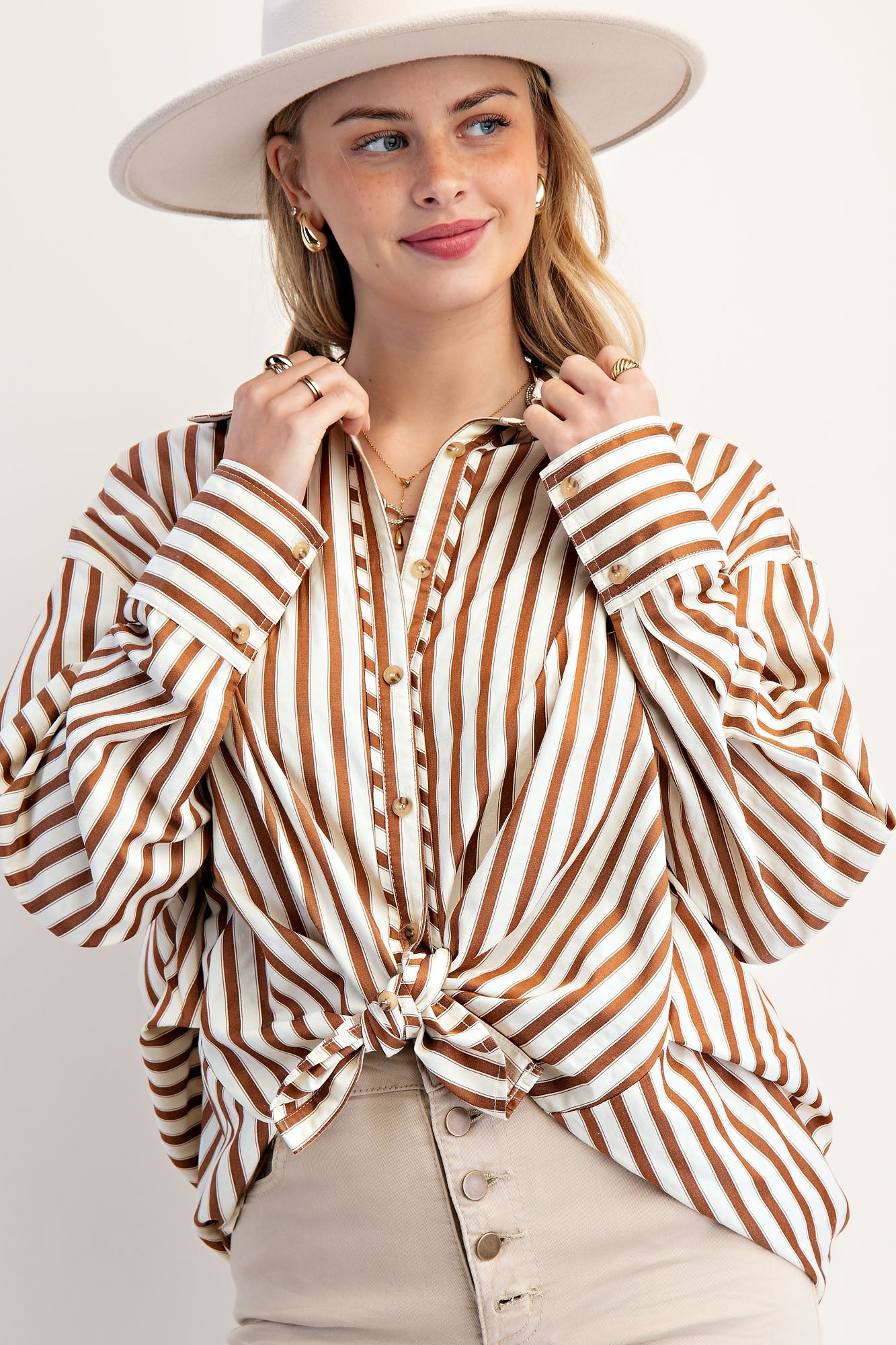 Espresso Striped Button Down