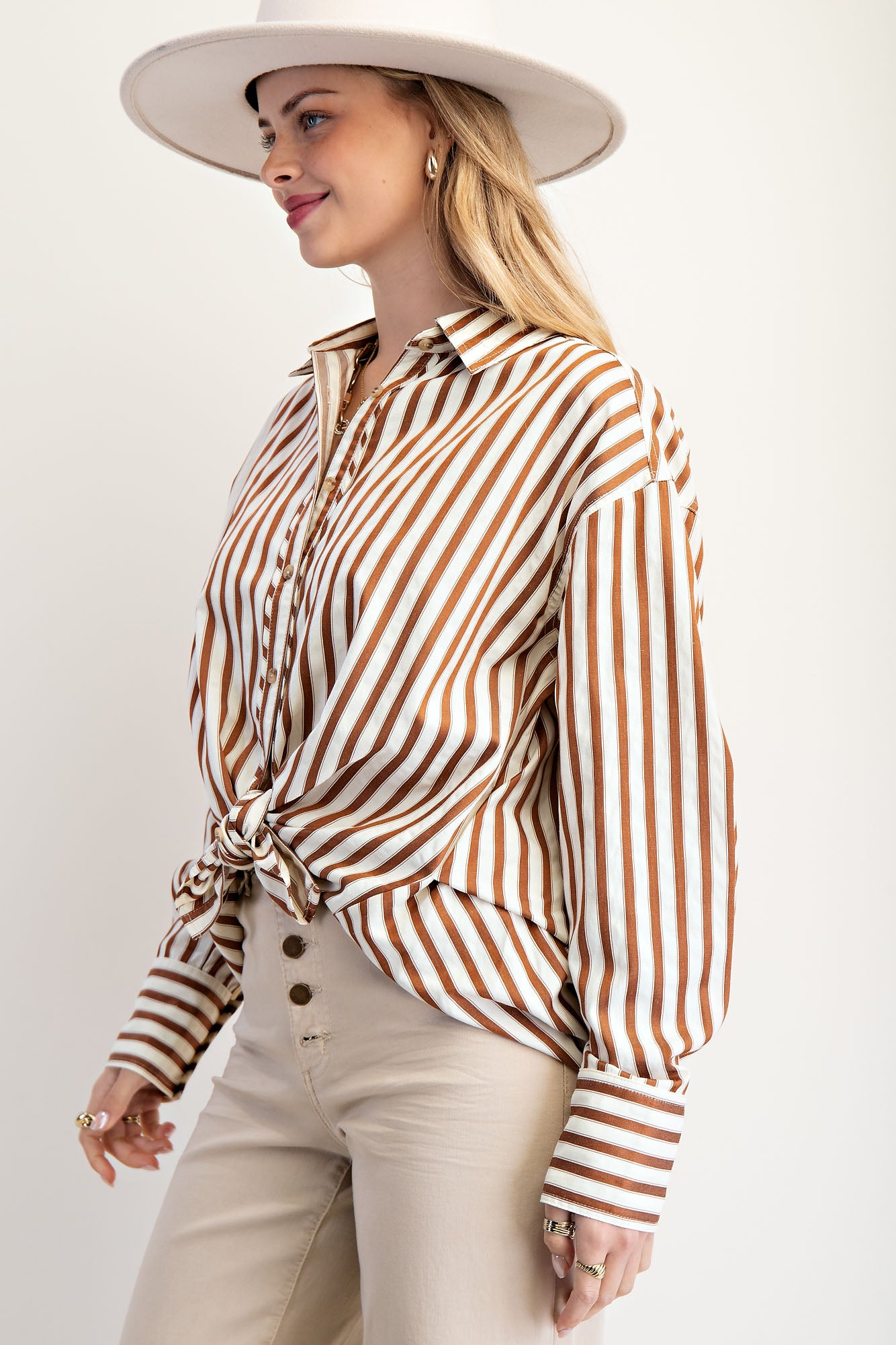 Espresso Striped Button Down