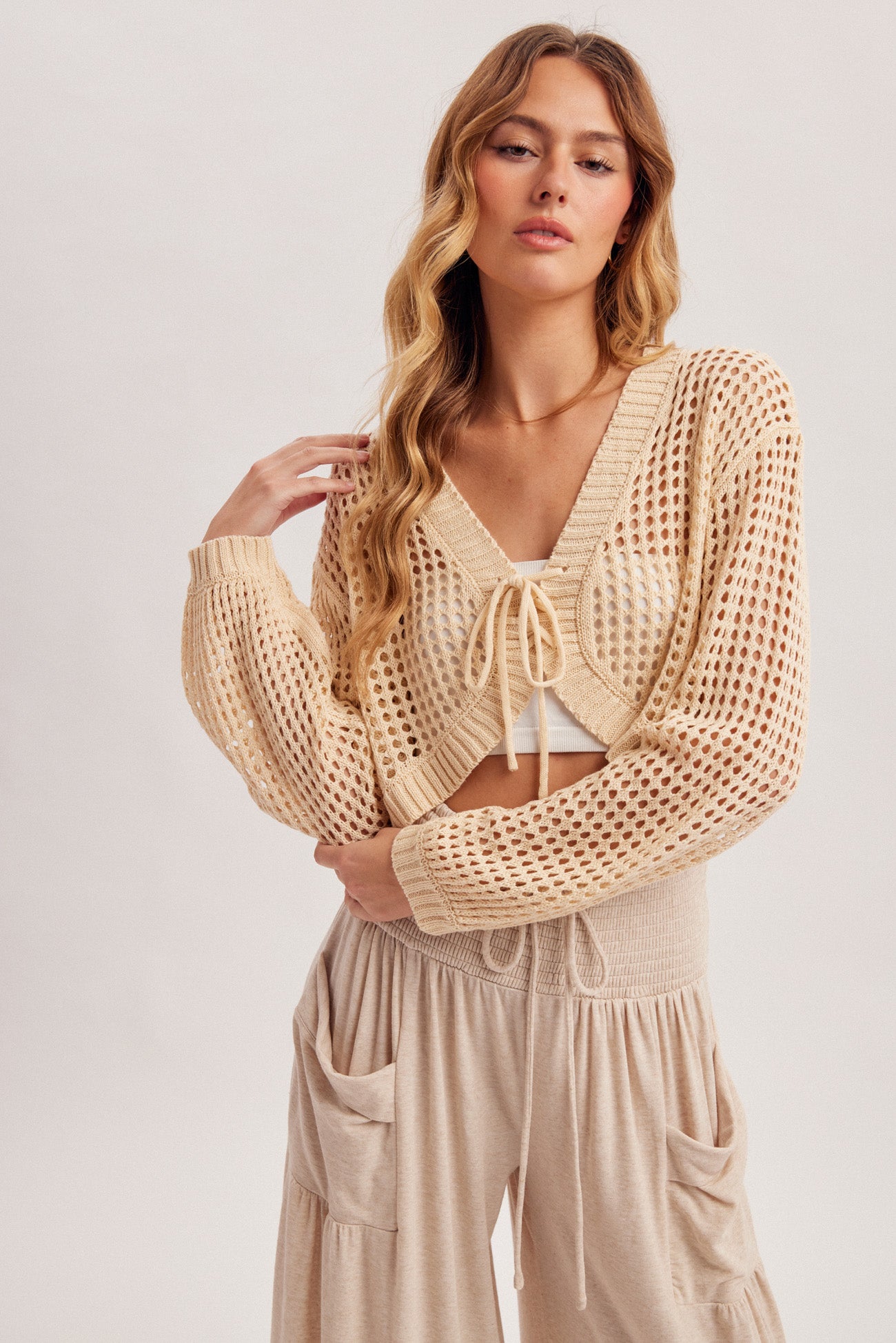Crochet Lace Up Cardigan