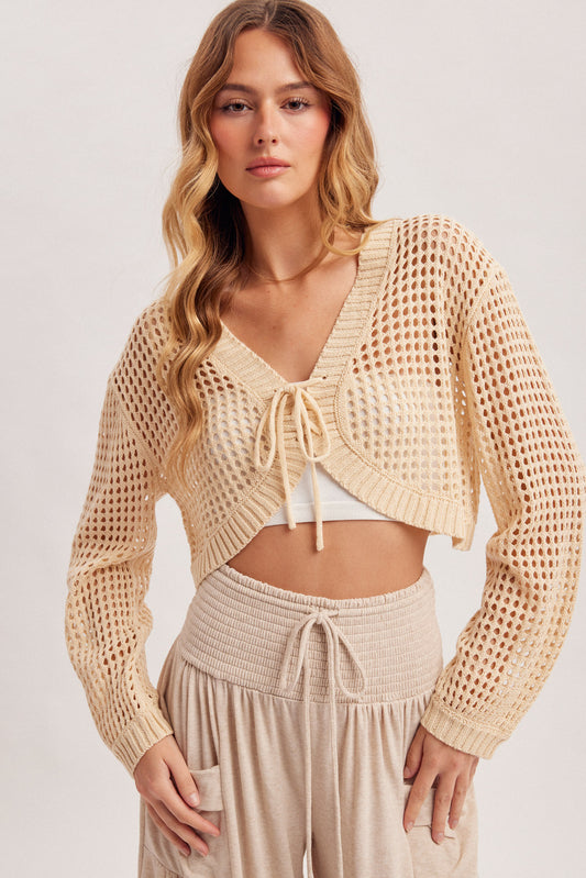 Crochet Lace Up Cardigan