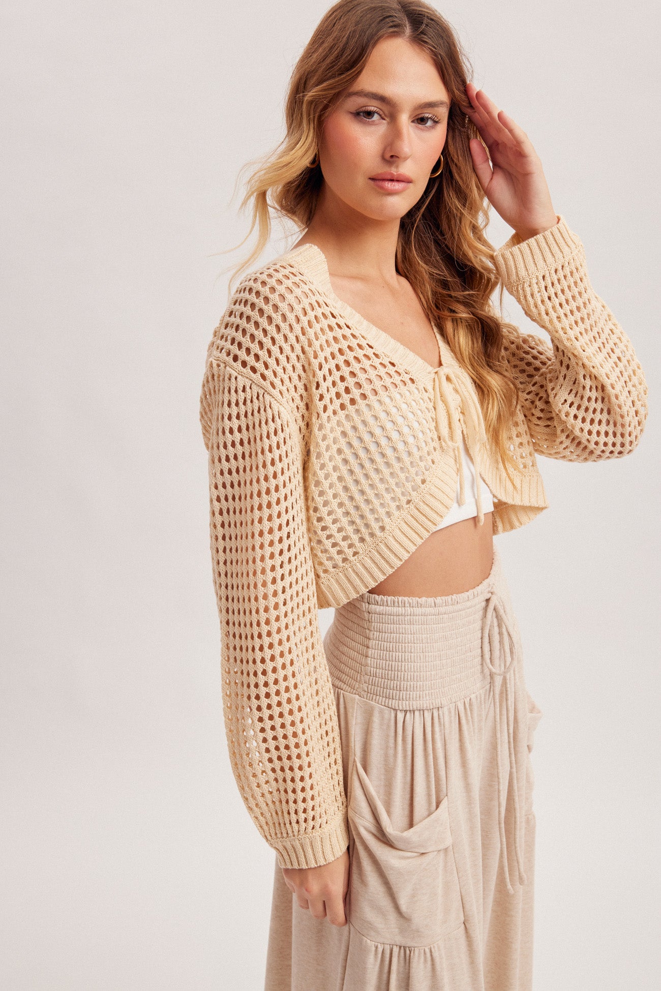Crochet Lace Up Cardigan