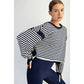 Striped Cutout Back Layering Sweatshirt