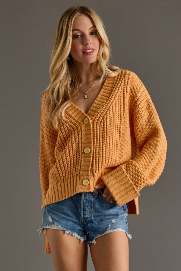 Orange Cream Knit Cardigan