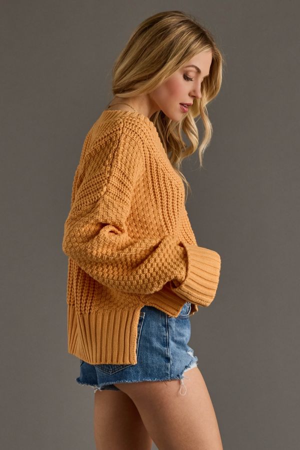 Orange Cream Knit Cardigan