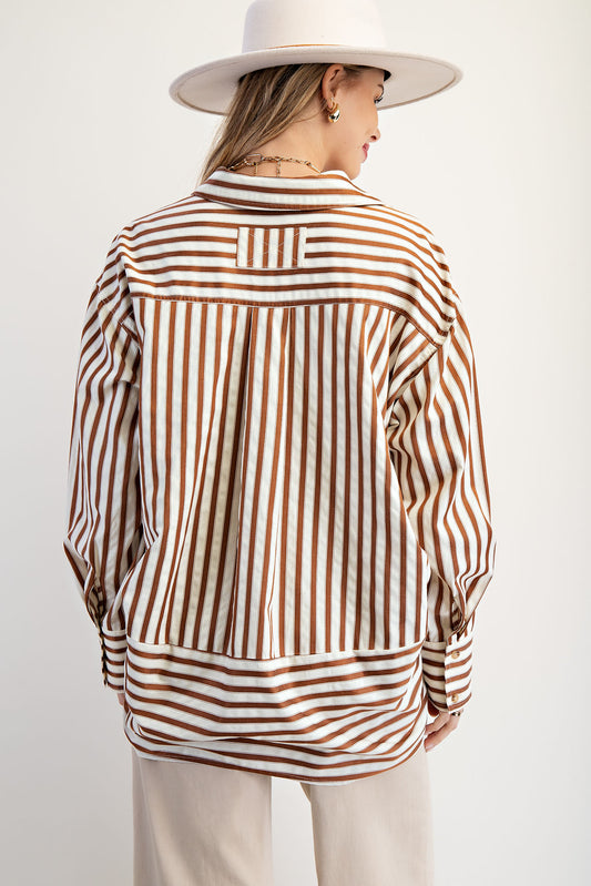 Espresso Striped Button Down