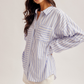 Directional Stripe Oversized Button-Down
