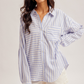 Directional Stripe Oversized Button-Down