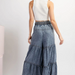 Denim Tiered Wide Leg Pants