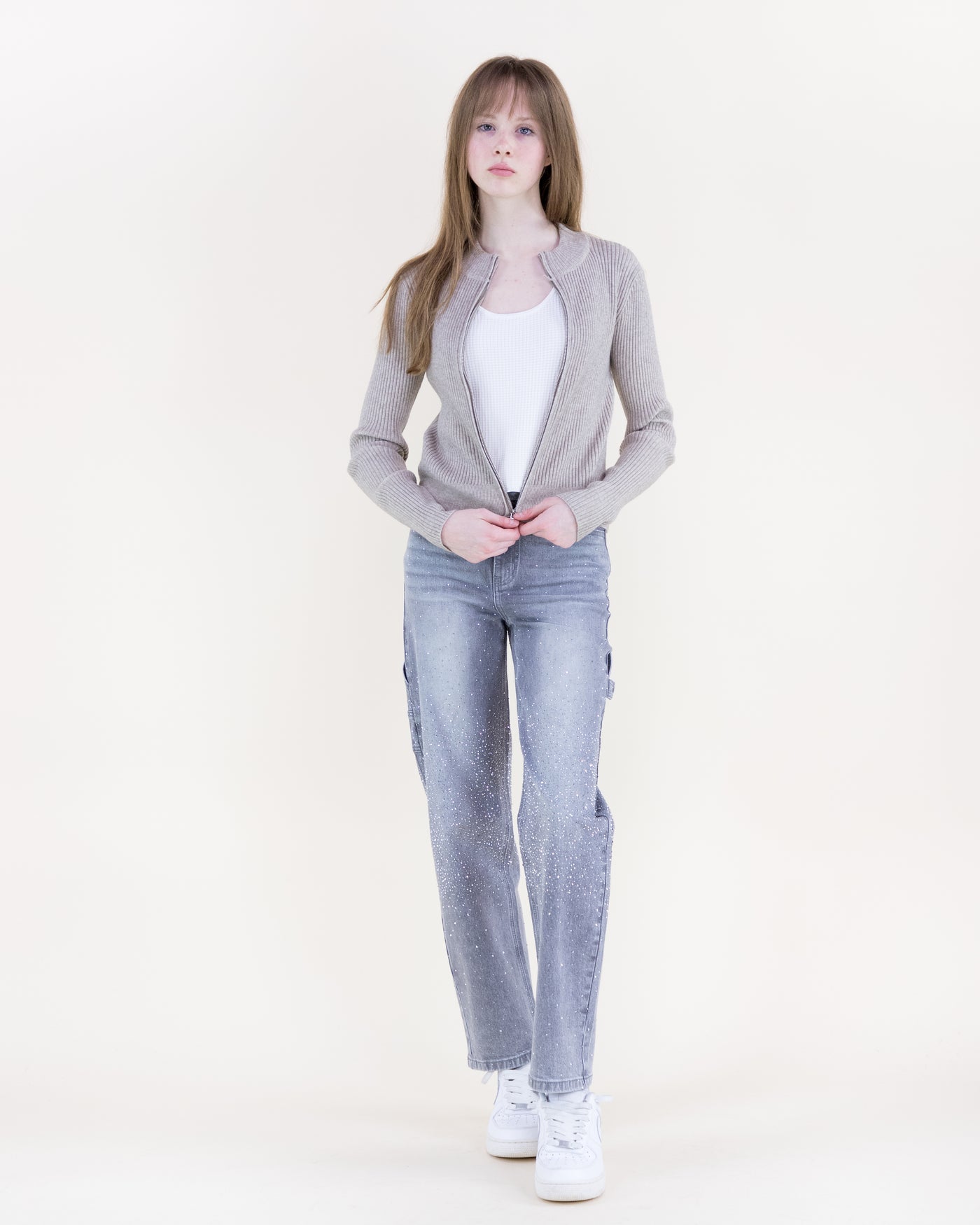 Sandstone Double Zip Cardigan
