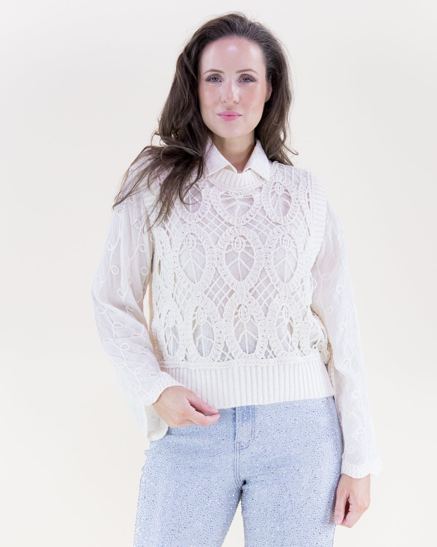 Open Weave Sweater Vest