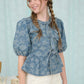 Denim Bloom Bow Top