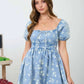 Denim Floral Mini Dress