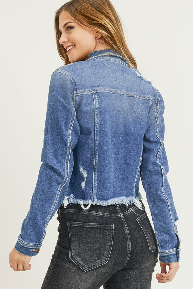 Fray Hem Denim Jacket