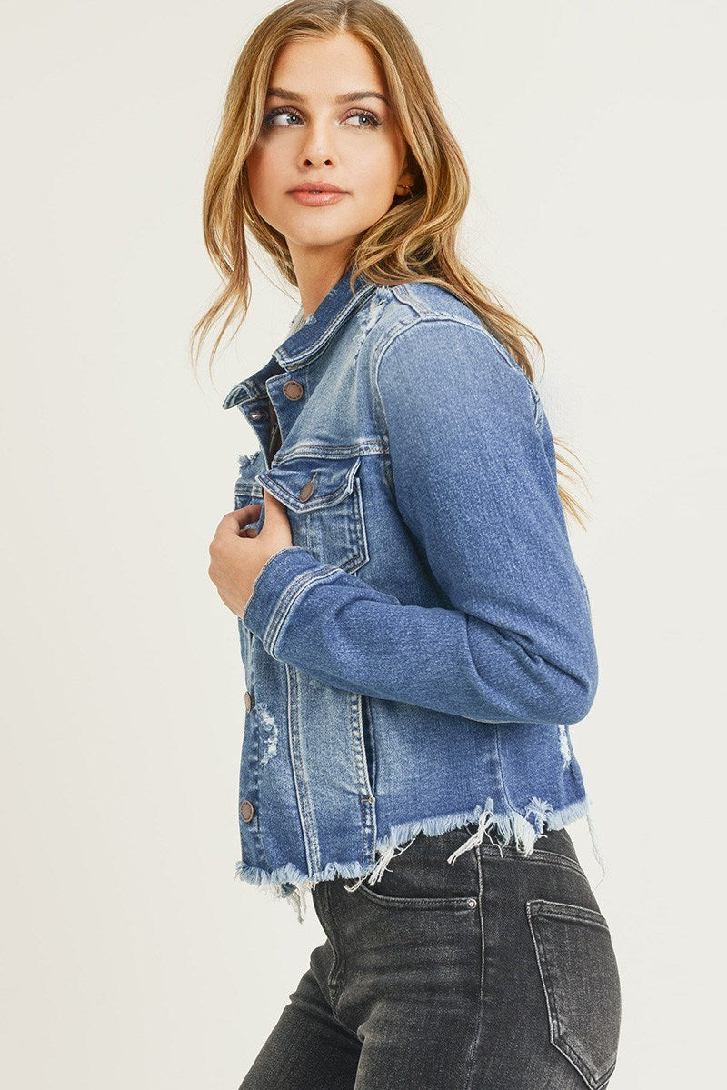 Fray Hem Denim Jacket