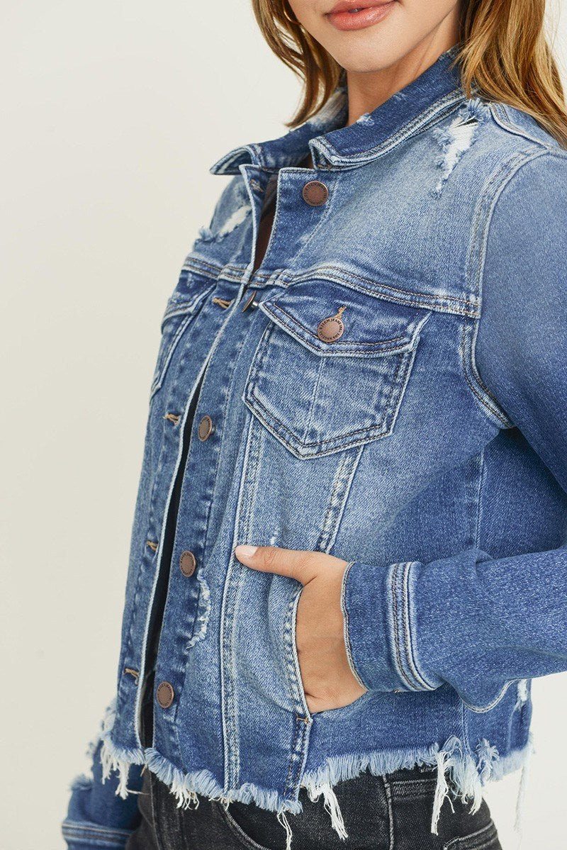 Fray Hem Denim Jacket